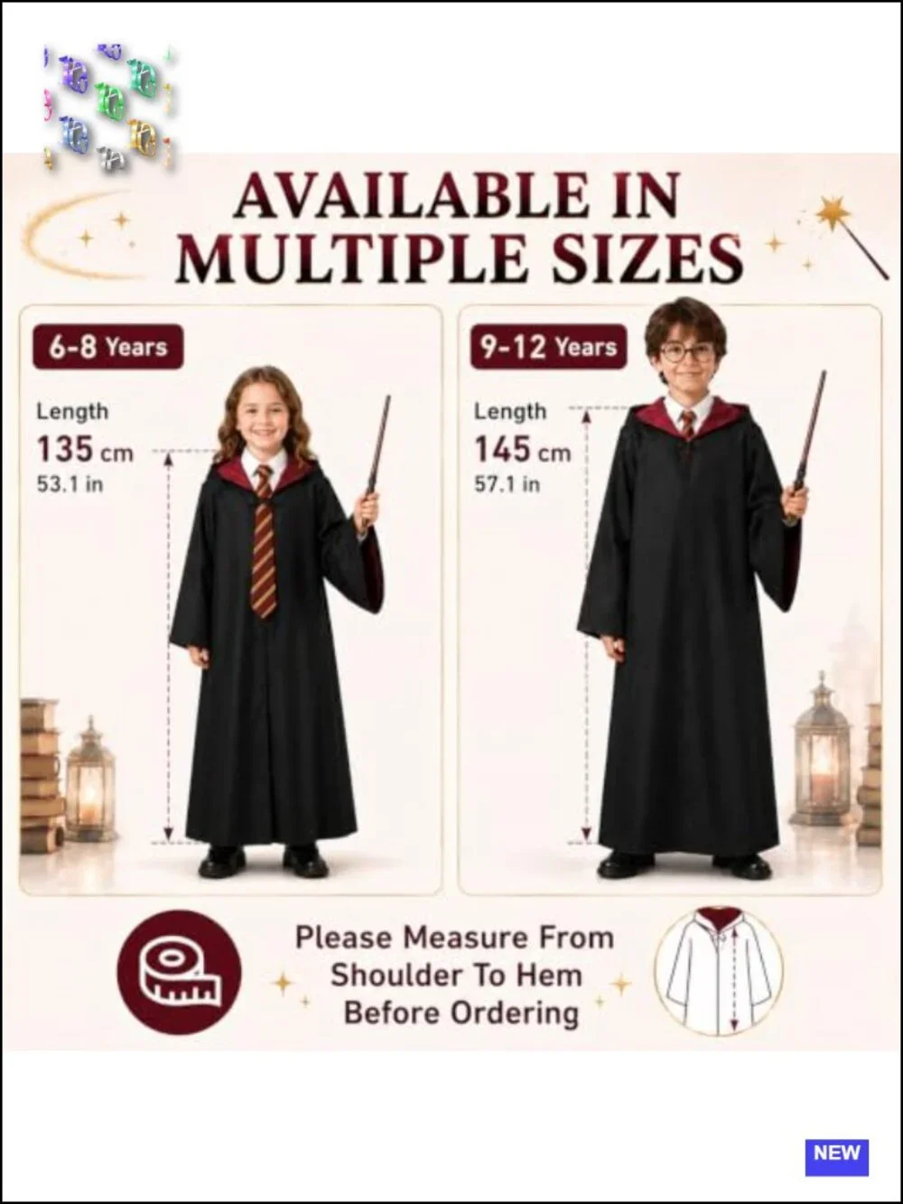 Wizard Costume Accessories Set with Robe, Magic Wand for Kids Adults Halloween